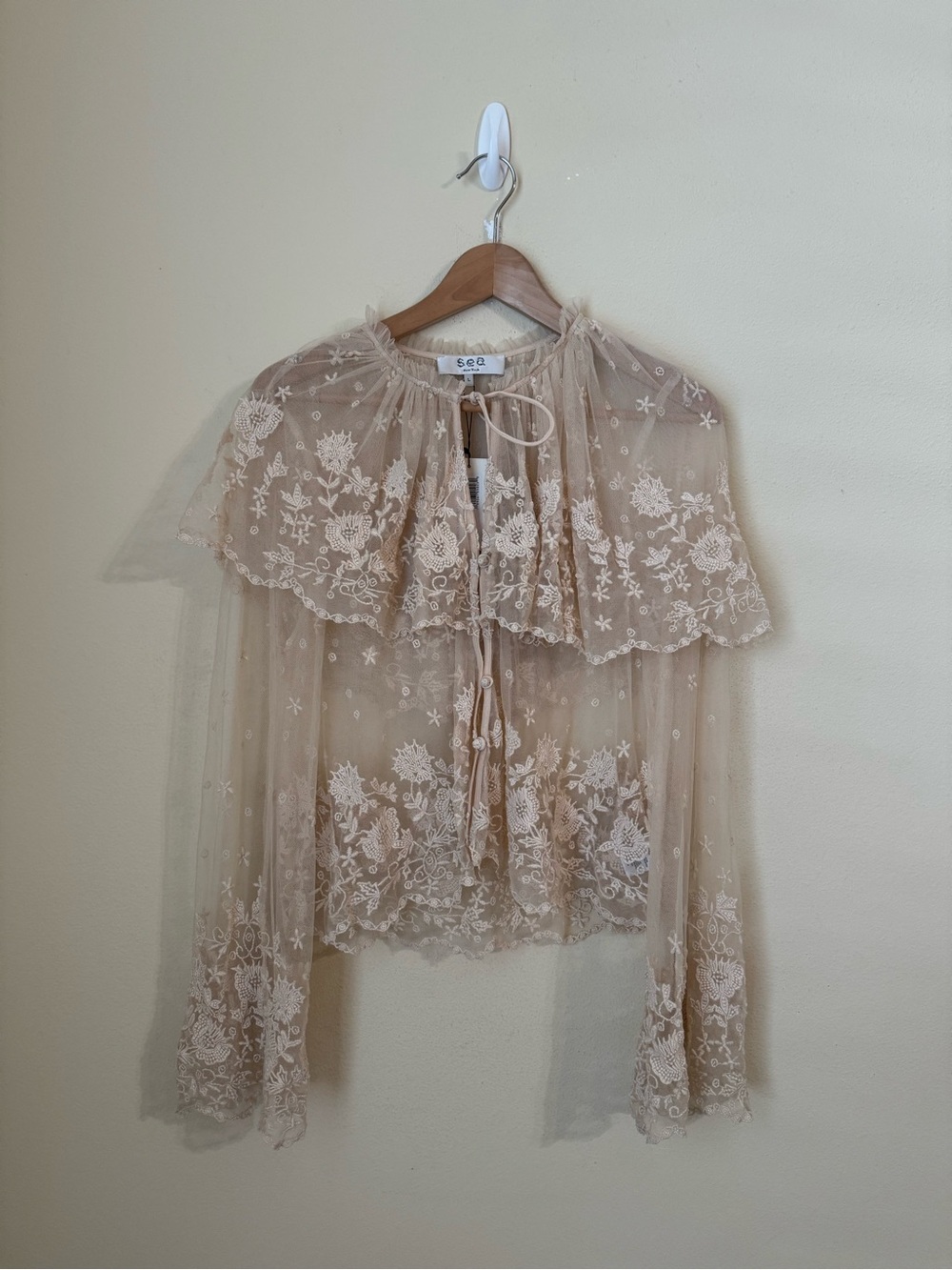 Sea New York New Bronte Embroidered Top Blush Large - Picture 1 of 6